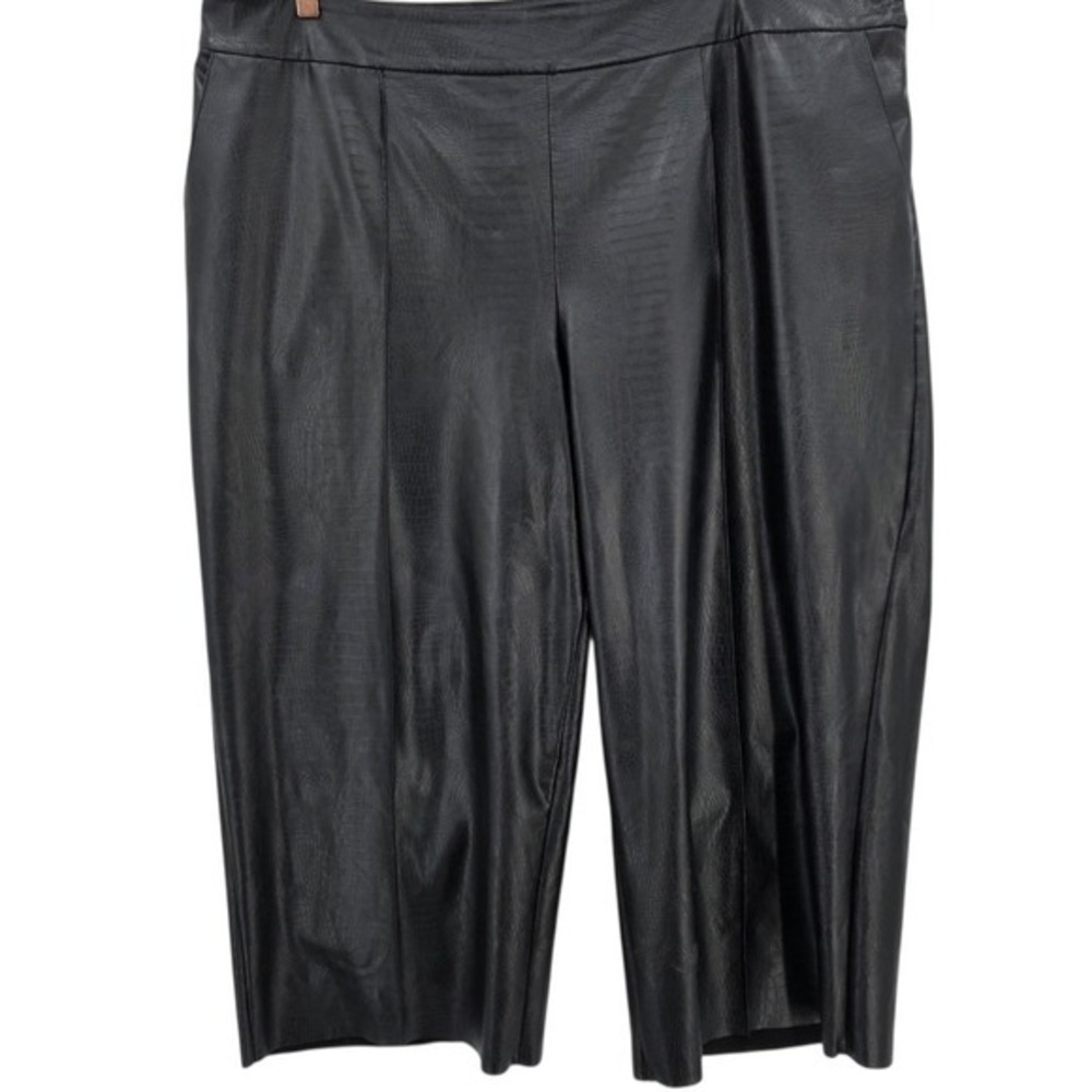 J Jason Wu Womens Plus Size 22W Faux Leather Croc Embossed Black Cropped Pants‎